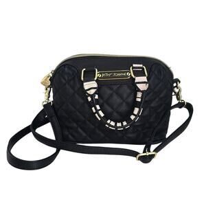 Betsey Johnson Purse Womens Black Quilted Small Crossbody Romantic Feminine